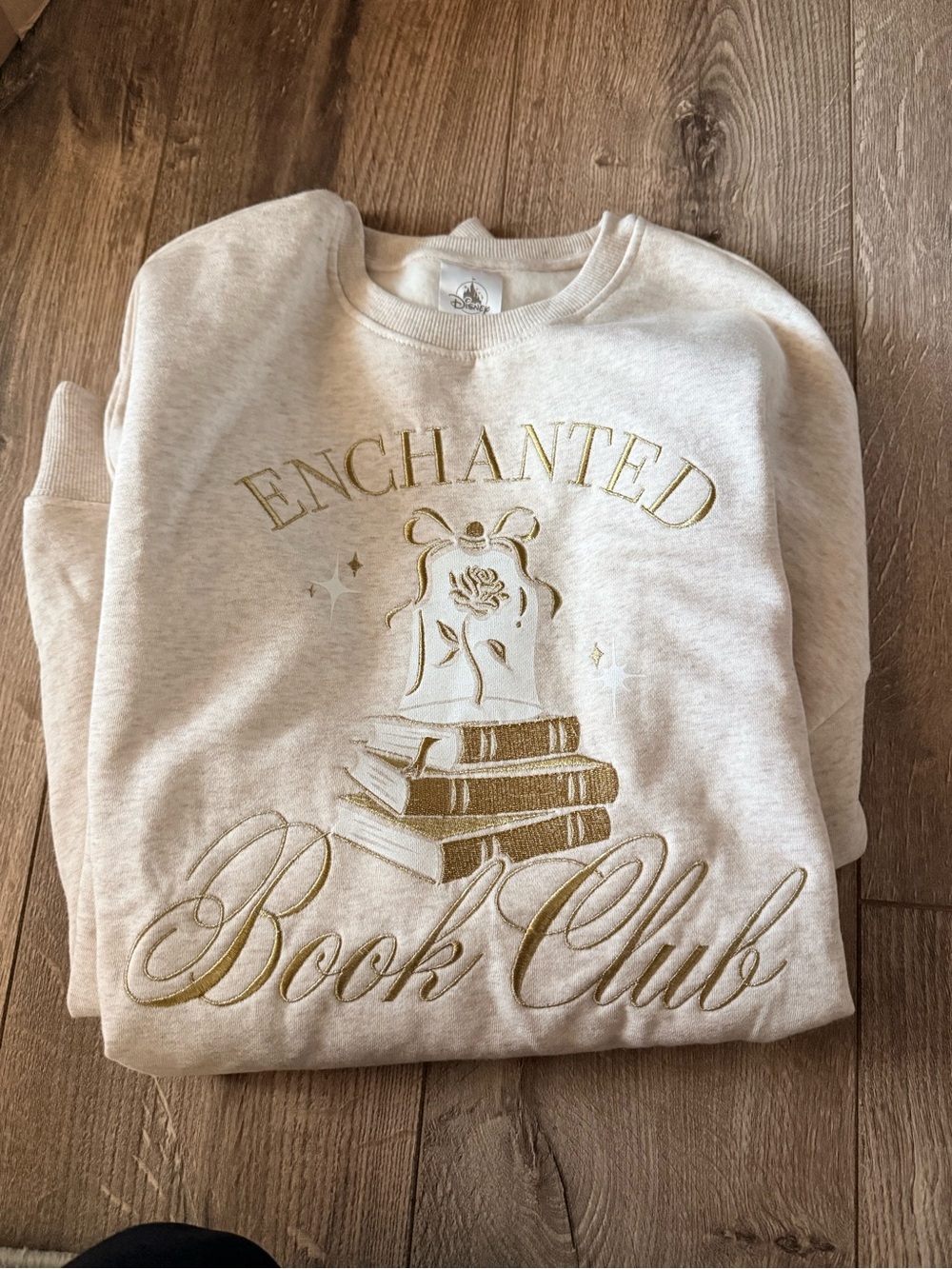 Disney Parks Belle Enchanted Book Club Sweatshirt - Cream with Gold